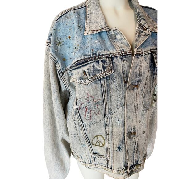 Vintage Jordache No Exit Hollywood Star Studded Denim Jacket Large Rare - Picture 5 of 16